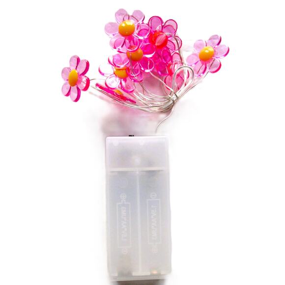 Greenbrier LED String Lights Pink Flowers 4 Ft Battery DIY Party Wreaths Crafts - Picture 3 of 4